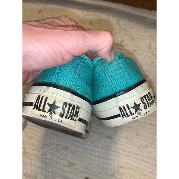 VINTAGE TURQUOISE MADE IN USA CONVERSE ALL STAR CHUCK TAYLOR SNEAKERS - Picture 3 of 5